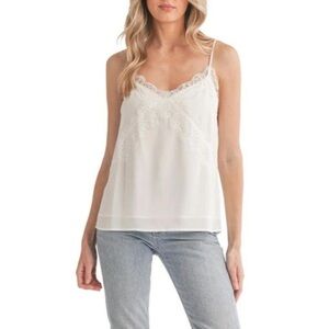 NWT LUSH Women’s White Lace Trim Cami Top Size Small